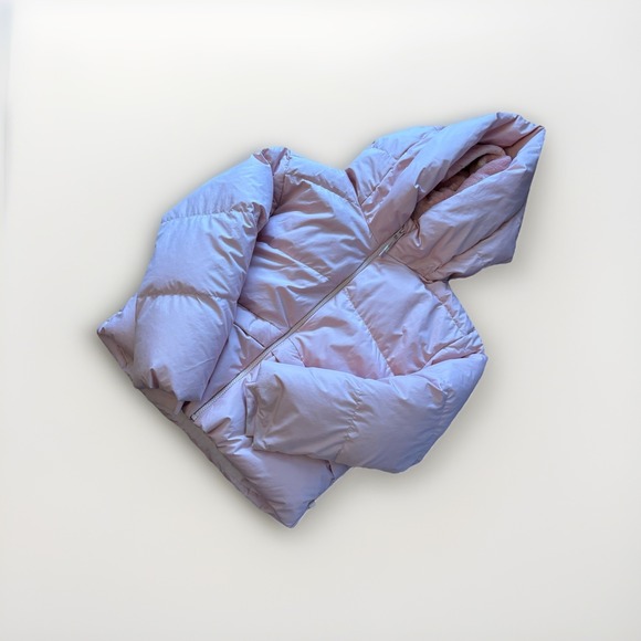 Athleta Girl Cozy Cloud Down Jacket Winter Coat M 8/10 Pink Fidget in Pocket - Picture 3 of 10